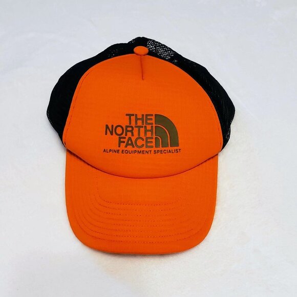 THE NORTH FACE Orange Black Mesh Trucker Hat Adjustable Snap Back - Picture 2 of 5